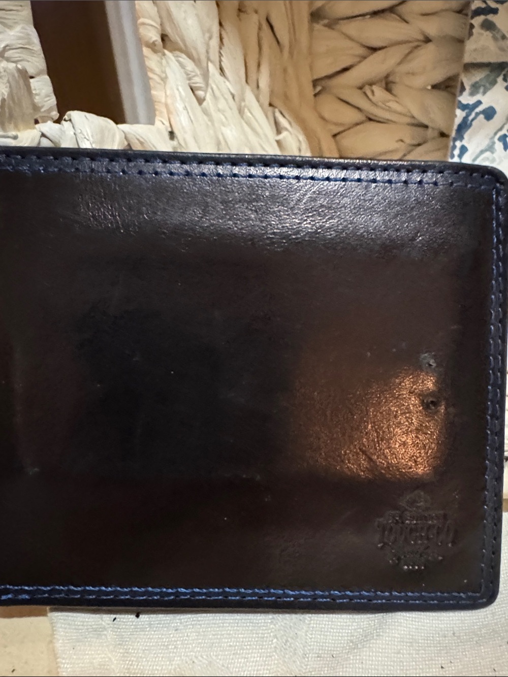 Tough Jeansmith Leatherworks Vintage Black with Blue Stitching Men’s Wallet